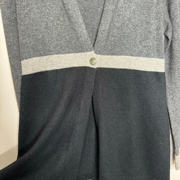 Acrobat Silk Cashmere Cardigan Large Gray Black Colorblock Soft Luxe Lightweight - Picture 3 of 10